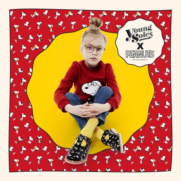 NWT Young Soles X PEANUTS ROSIE GIRLS' T-BAR SHOE SNOOPY PRINT CHESTNUT - Picture 8 of 16